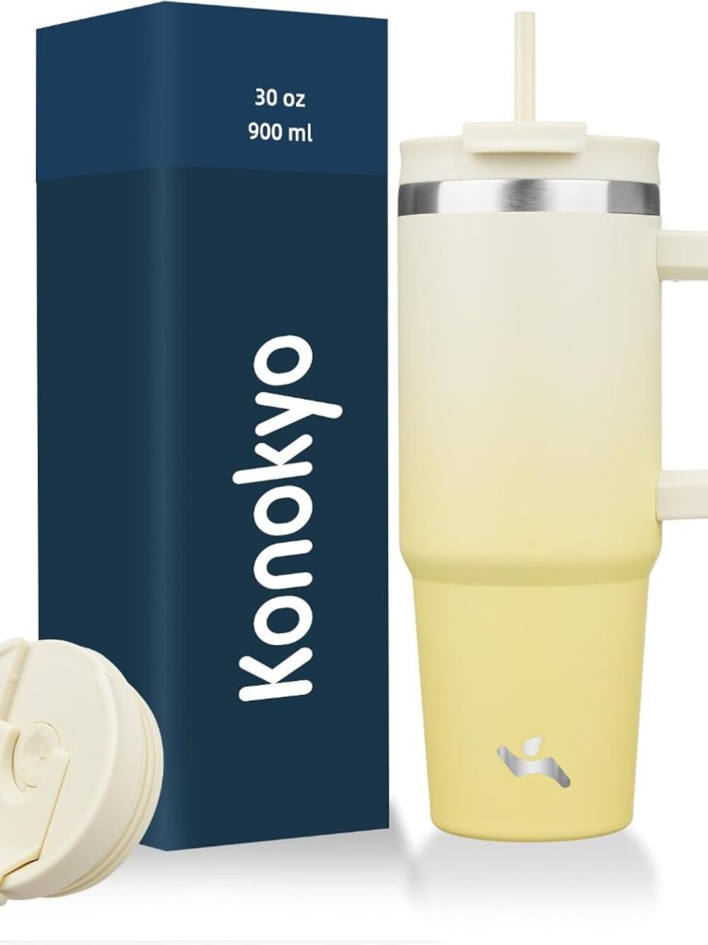 30 oz Insulated Tumbler Water Bottle with Handle, Straw Lid